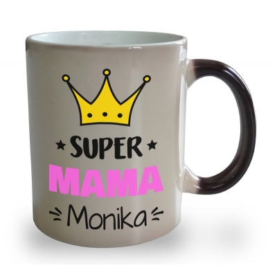 Kubek magiczny na Dzień Matki Super mama + imię